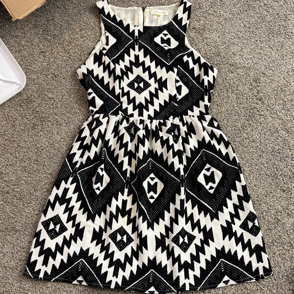Patterned Black and White Cocktail Dress